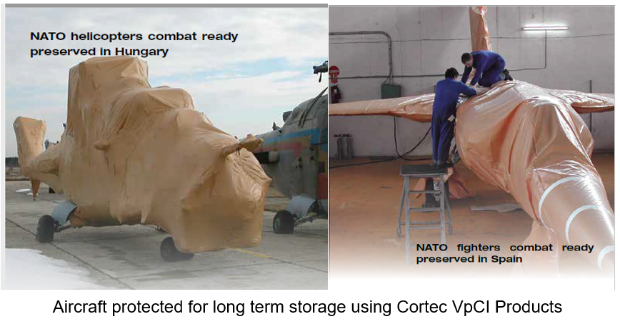 aircraft in vci shrink film